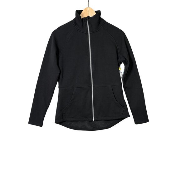 Skechers Womens Snuggle Fleece Mock Zip‎ Sweater Sz Small Black Minimalist Basic - Picture 1 of 10